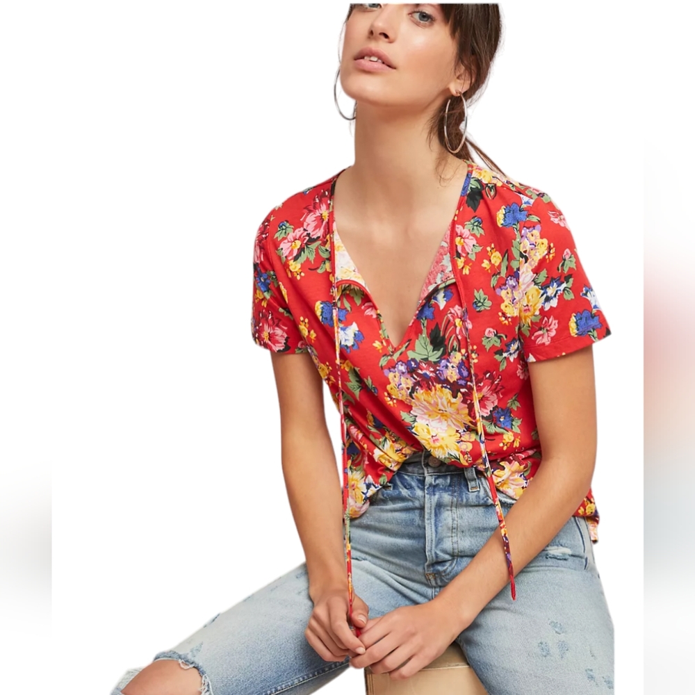 Anthropologie | Maeve floral blouse M